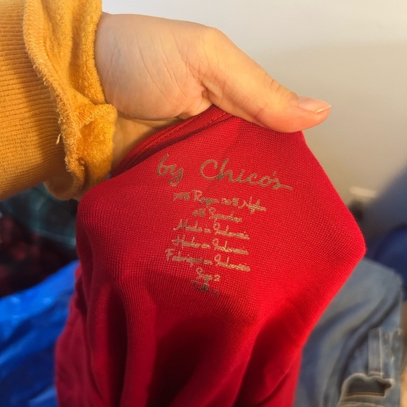 Chico’s Red Military Style Gold Button Sleeve Top - Picture 4 of 5